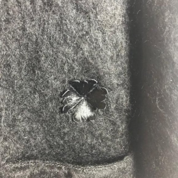 EUC Fendi Mohair Black Coat with Floral Appliqués - Picture 9 of 14